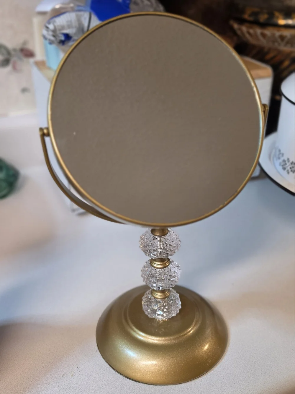 Glamourous Gold Vanity Makeup Mirror with Crystal Accents Quiet Luxury
